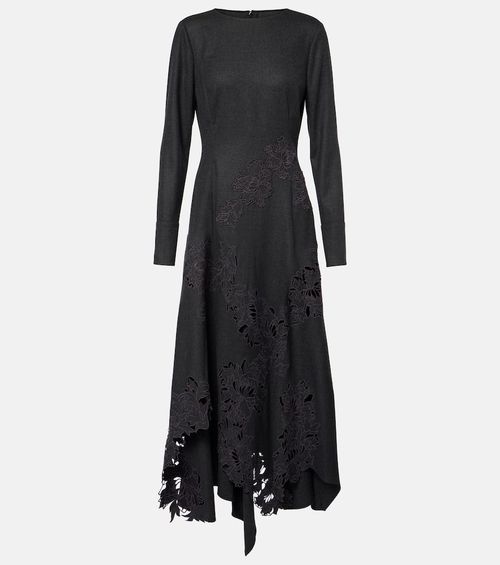 Peony asymmetric wool midi dress