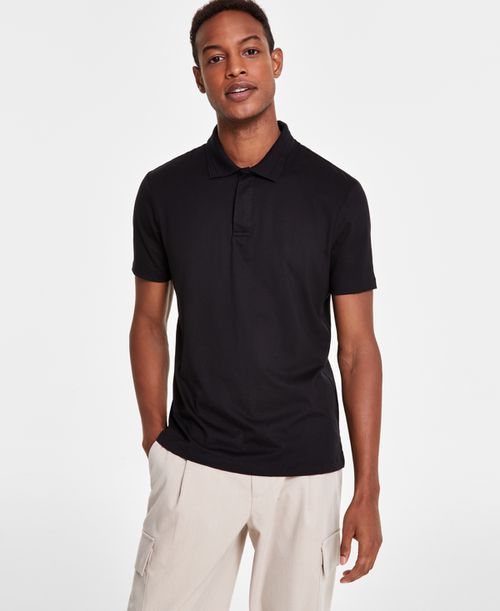 Men's Regular-Fit Mercerized Polo Shirt, Created for Macy's - Deep Black