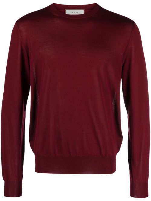 Crew-neck fine-knit jumper - Red