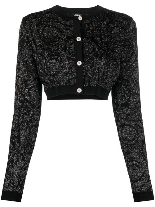 `Barocco Texture` Knit Cropped Cardigan