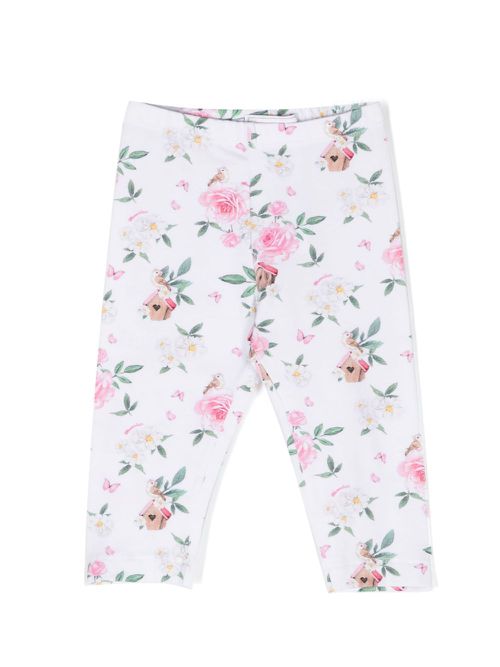 Floral-print jersey leggings - White