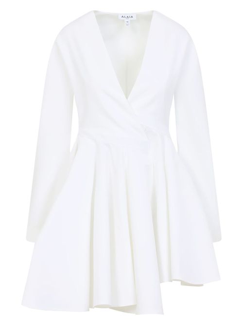 AlaÃ¯a Women's Short Asymmetric Dress in White | Size 36 | AA9R2618T447A Color 000