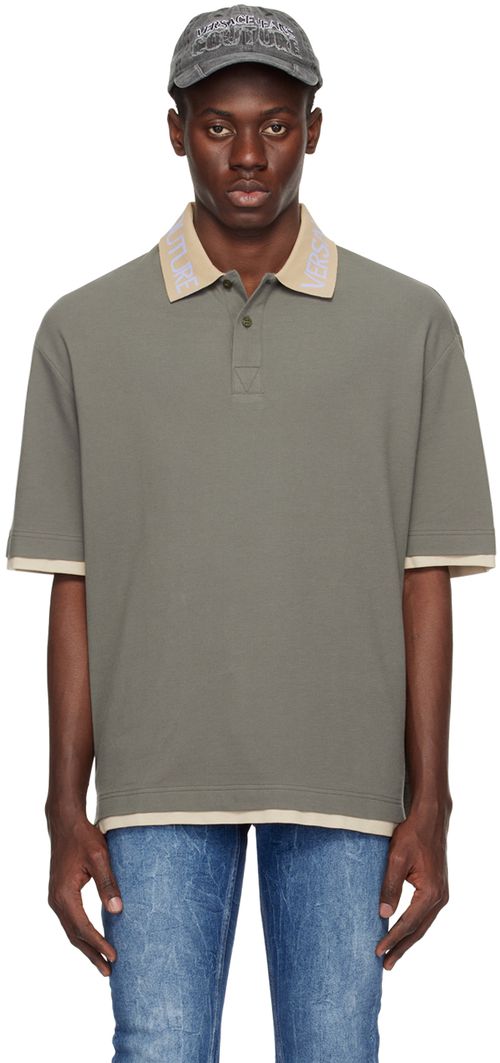 Versace Jeans Couture Khaki Intarsia Polo