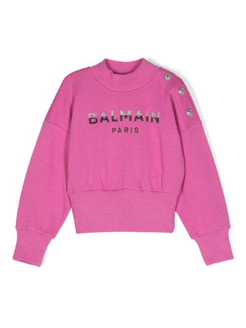Logo-embossed cotton sweatshirt - Pink