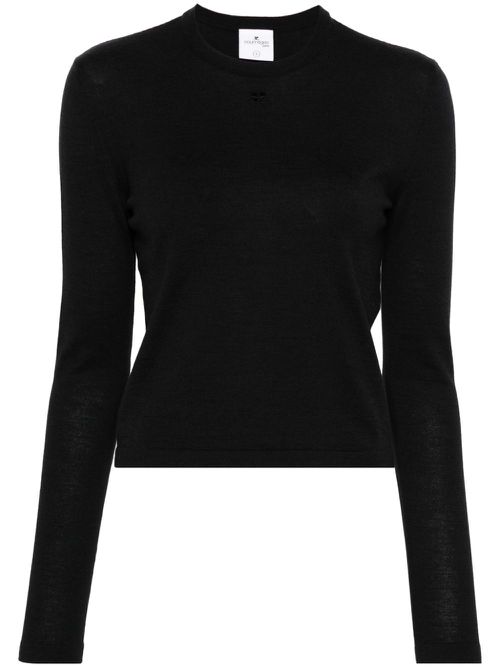 Logo-embroidered ribbed top - Black