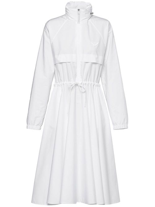 Hooded cotton dress - White