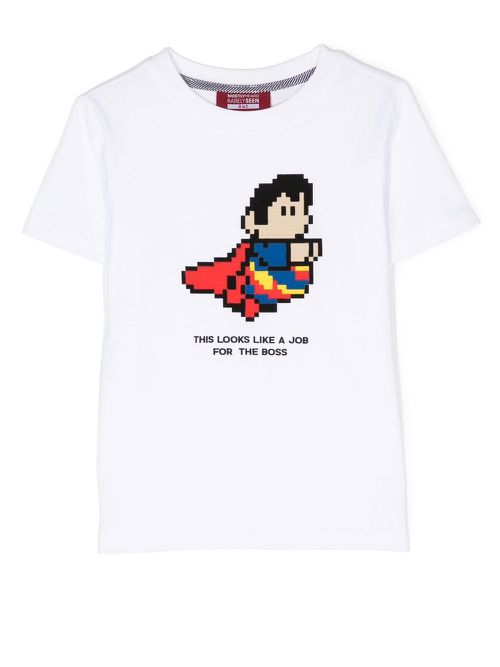 Mini Super slogan-print T-shirt - White