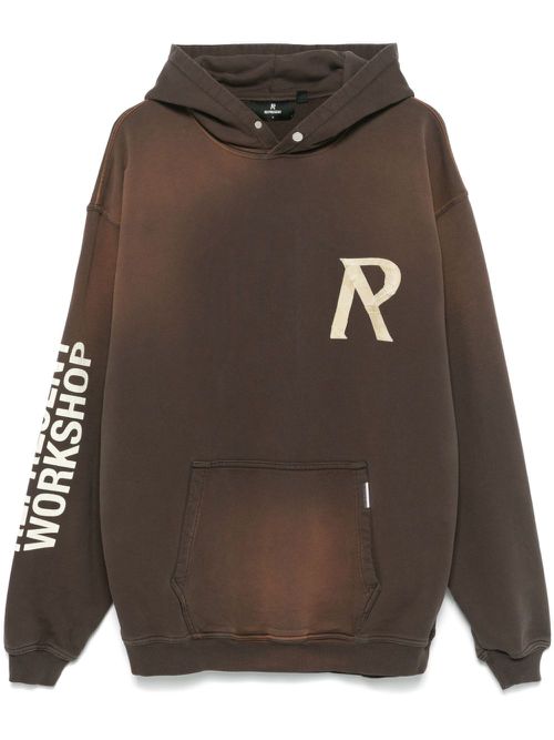 Tape-detail hoodie - Brown