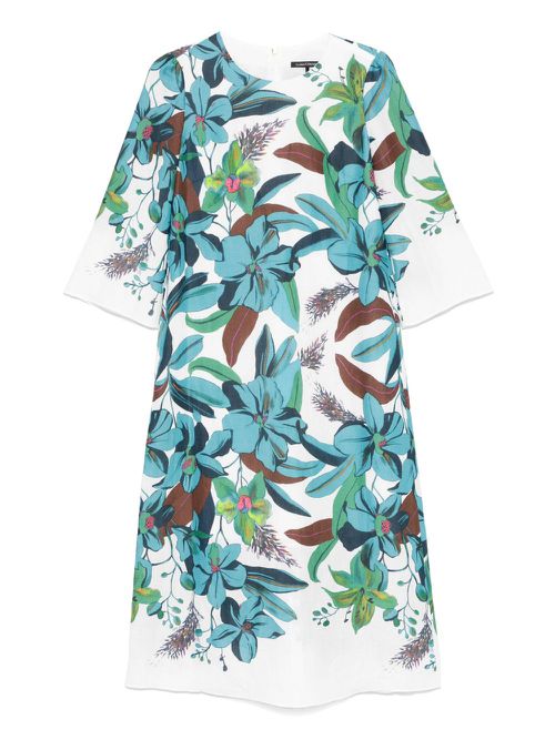 Hawaiian-print dress - White