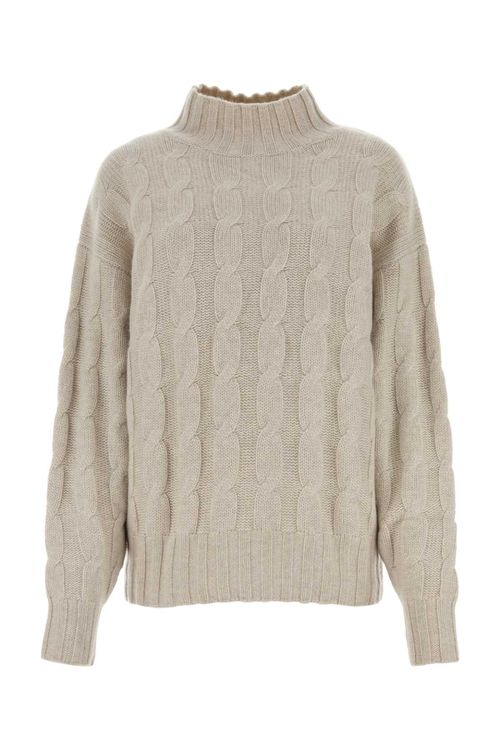 Cable-Knit Cashmere Sweater — Beige