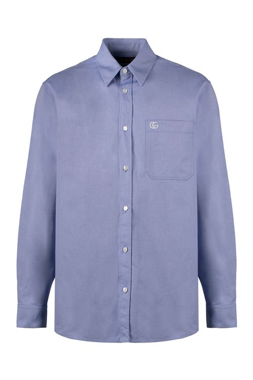 Cotton Oxford Shirt with Front Pocket