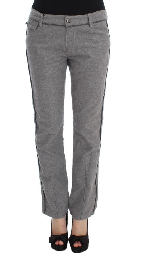 Cotton Straight Fit Trousers — Gray