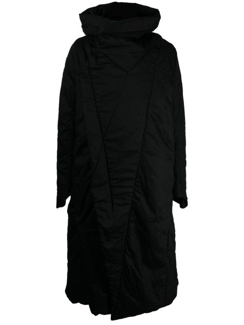 Bonded-seam hooded padded coat - Black