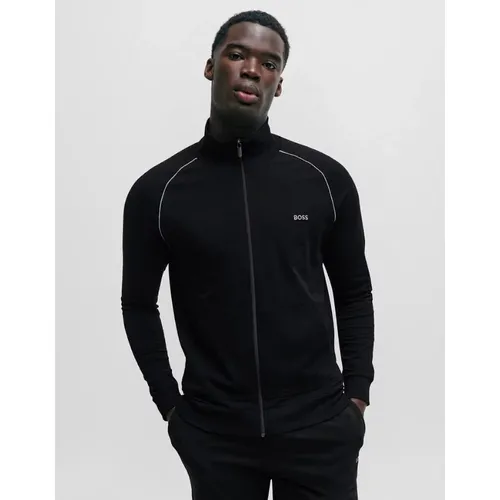 Men's BOSS Orange Mix & Match Mens Stretch Cotton Zip-Up Jacket with Logo Detail NOS - Black - Size: L