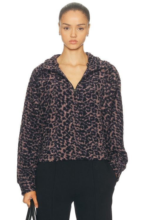YEAR OF OURS Lucia Half Zip in Leopard - Brown. XS also in L