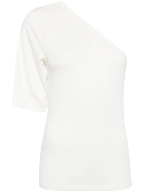 One-shoulder soft-jersey top - Neutrals