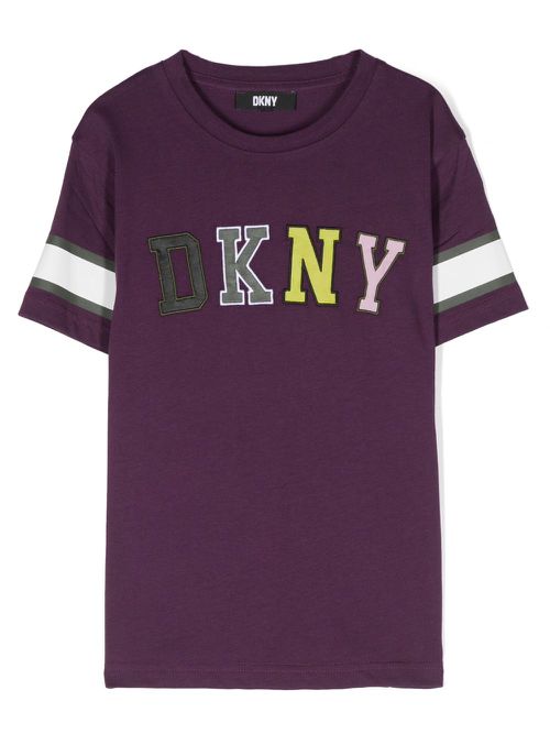 Logo-patches cotton T-shirt - Purple