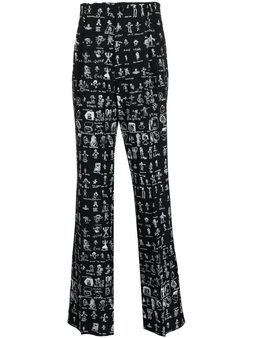 All-over graphic print trousers - Black
