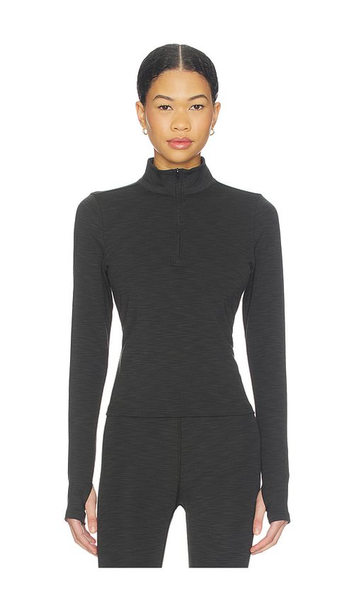 Splits59 Stevie Active Rib Half Zip Waist Length Top in Black. - S also in