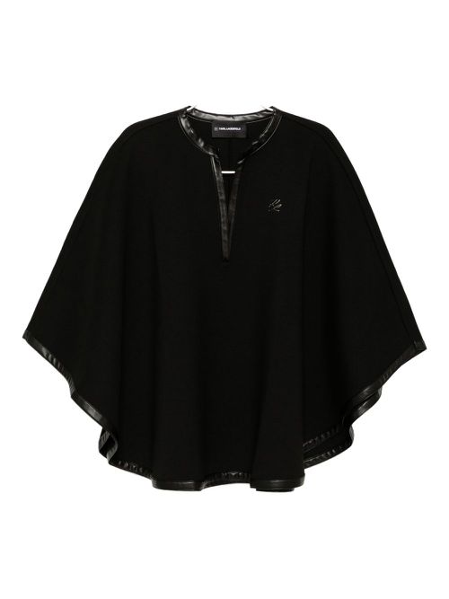 Logo-embossed cape - Black
