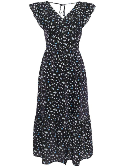 Floral-print midi dress - Blue