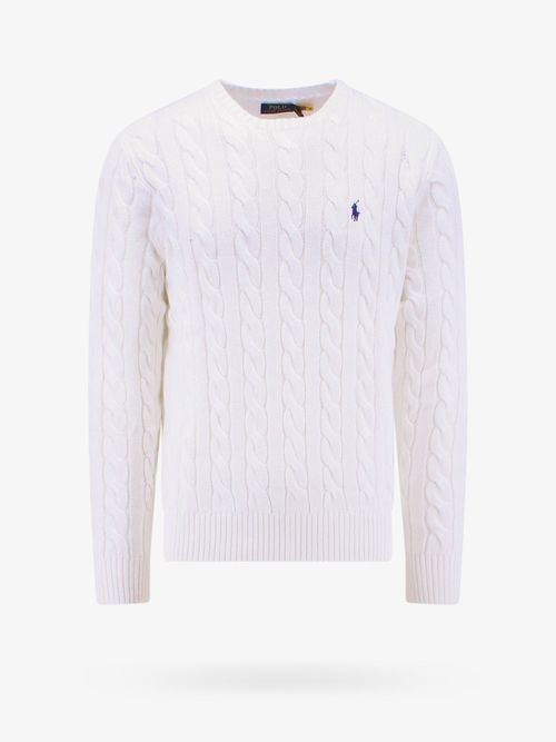 Cable-Knit Cotton Sweater — White