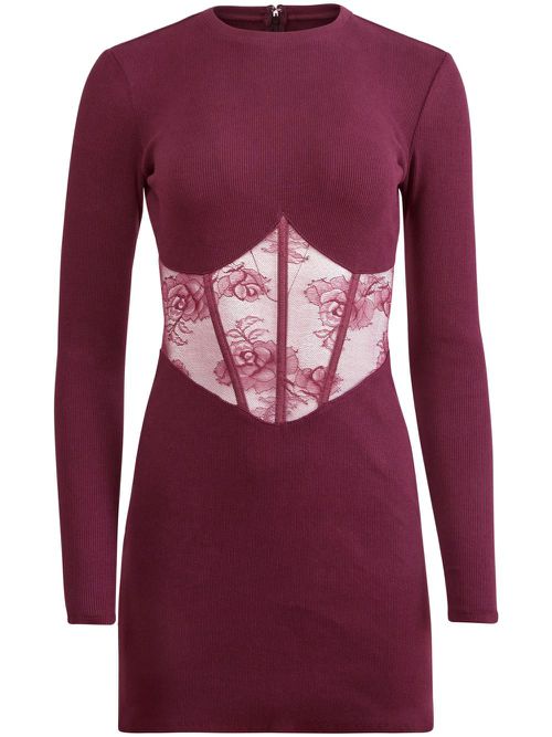 Bouquet Lace Boned dress - Pink