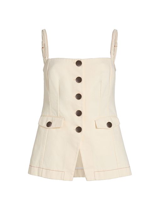 Women's Roxy Square Neck Cotton Vest - Ivory