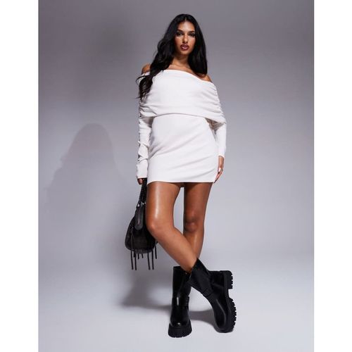 ASOS DESIGN Womens fallen shoulder rib mini dress in off white