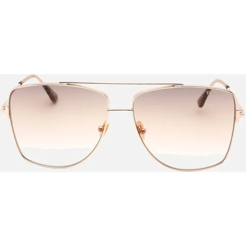 Women's Tom Ford Reggie Gradient Brown Lens Shiny Rose Gold Sunglasses - Size: ONE size