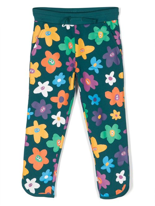 Smiley Flower-print track pants - Green