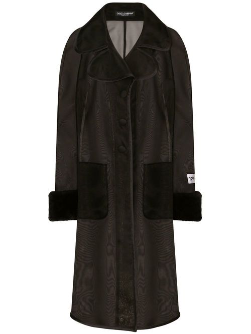 KIM DOLCE&GABBANA faux-fur trim sheer coat - Black