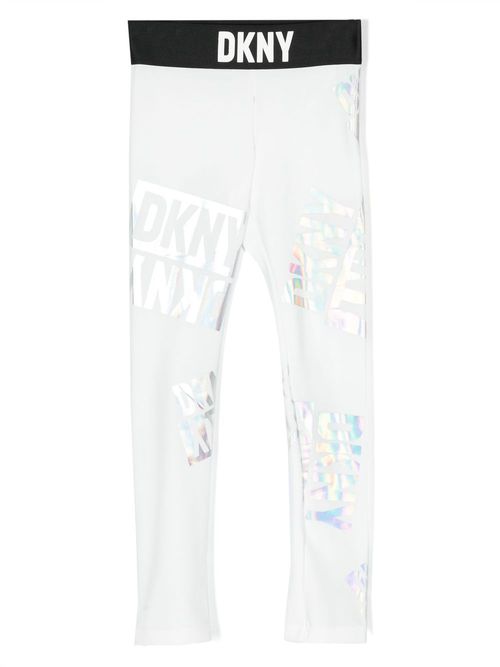 Iridescent logo-print leggings - White