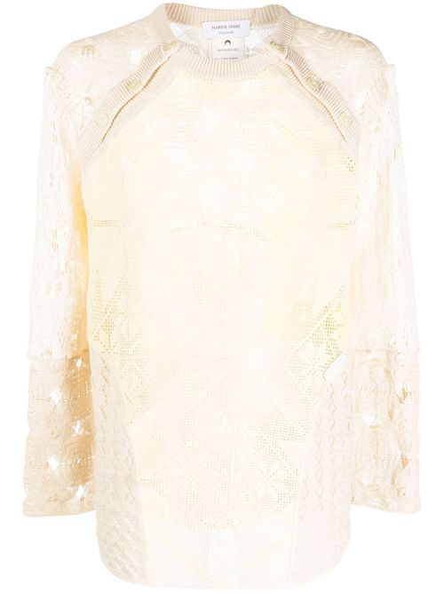 Regenerated crochet raglan jumper - Neutrals