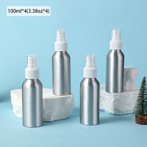 TEMU Set Aluminum Fine Bottles In 100ml/150ml, Reusable Golden Atomizer Bottles For Storing Fine Essential Oils With White Pumps, Suitable For