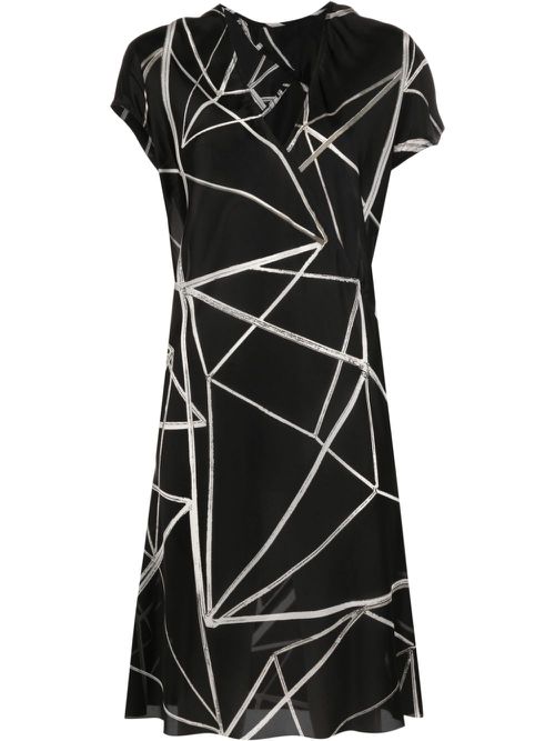 Geometric-print wrap dress - Black