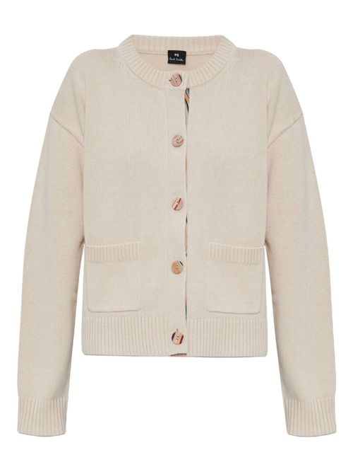 Button-front knitted cardigan - Neutrals