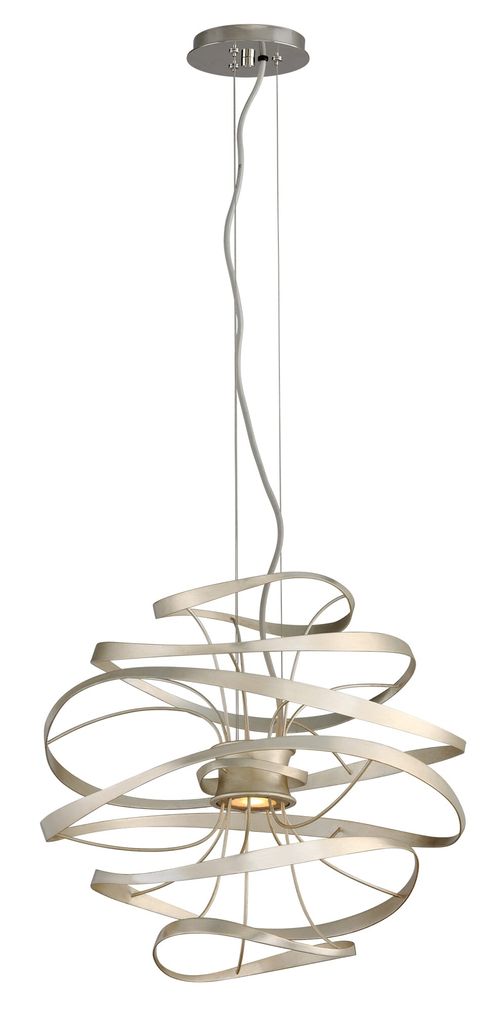 Corbett Calligraphy 2-Light Pendant Light in Silver Leaf Polished Stainle