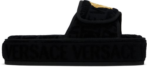 Versace Underwear Black 'Versace' Allover Slippers