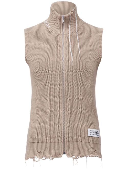 Zip-up knitted top - Neutrals