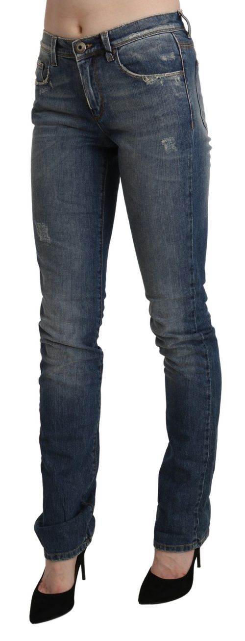 Mid-Waist Skinny Denim Jeans — Blue