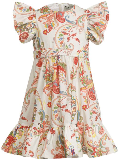 Paisley-print ruffle dress - Orange
