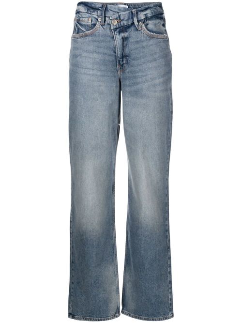 Blue High-Rise Boyfriend Jeans - Women's - Cotton/TENCEL™/Recycled Cotton/Spandex/Elastane