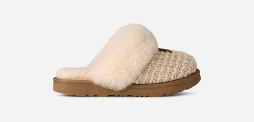 ® Toddlers' Cozy II Knit Sheepskin Slippers in Cream