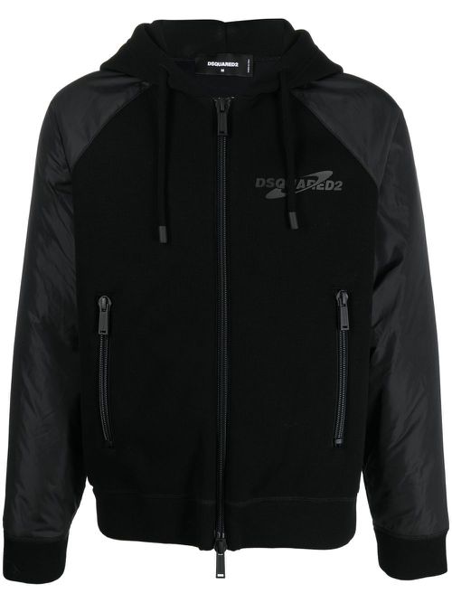 Logo-print hooded jacket - Black