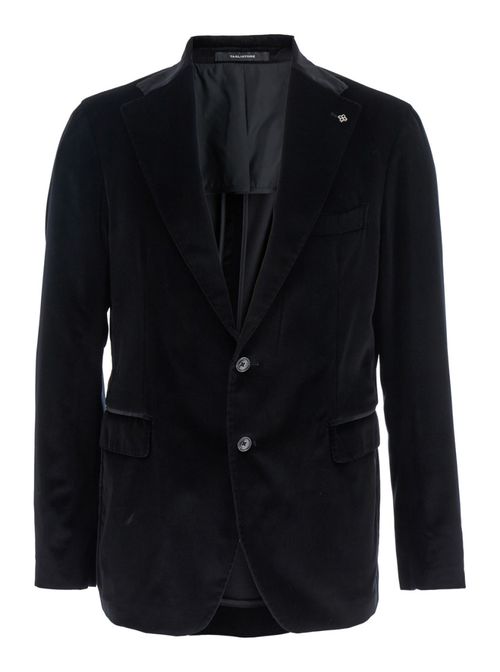 Black Logo-plaque Velvet Blazer