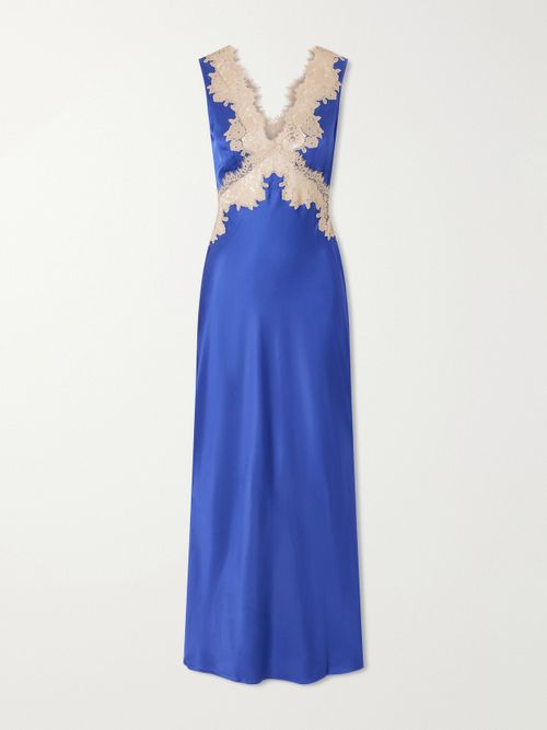 Lysandra Lace-trimmed Satin Midi Dress