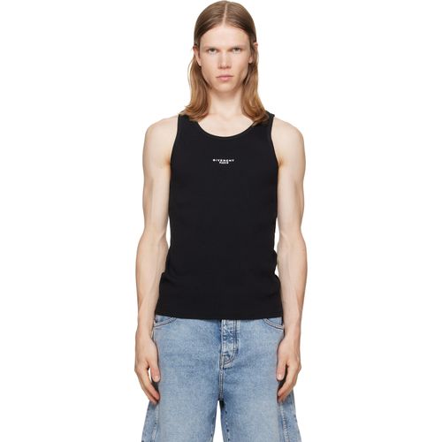 Black 'Paris' Print Cotton Tank Top