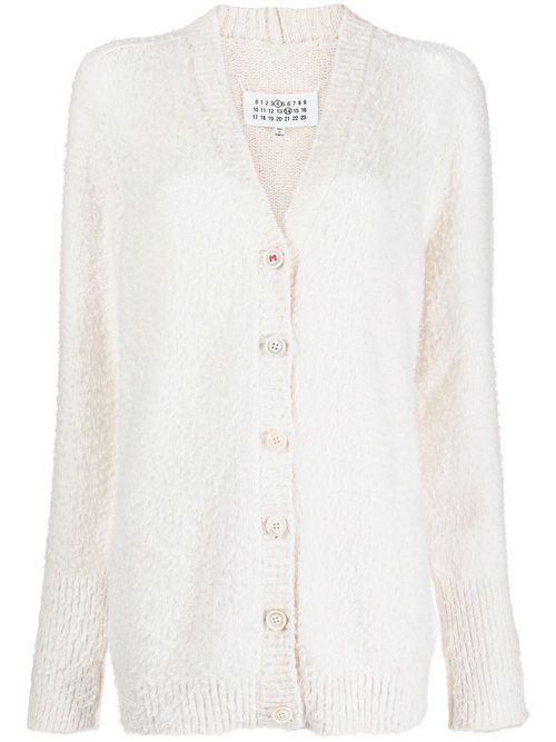 V-neck knitted cardigan - Neutrals
