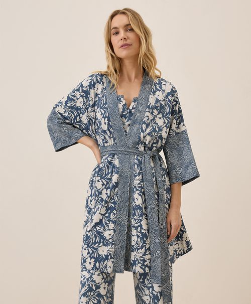 Women's Contrast Floral Staycation Short Robe SX
